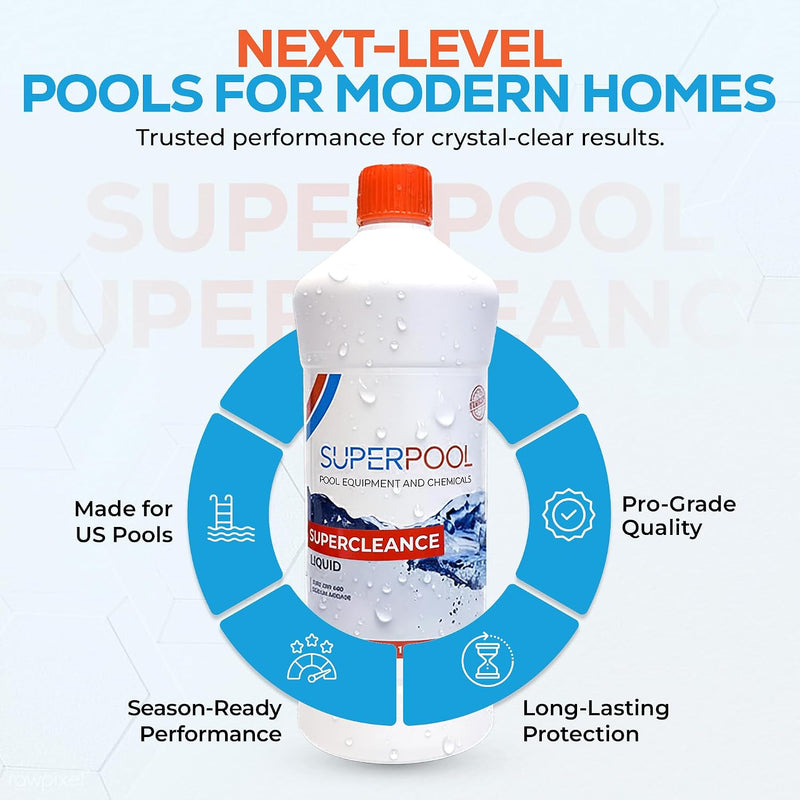 SUPERPOOL™ - Pool Clarifier for Inground & Above Ground Pools, Spas & Hot Tubs, 1 Quart