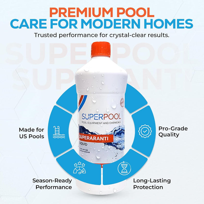 SUPERPOOL™ - Pool & Spa Stain and Scale Control, Hard Water Metal Stain Remover, 1 Quart