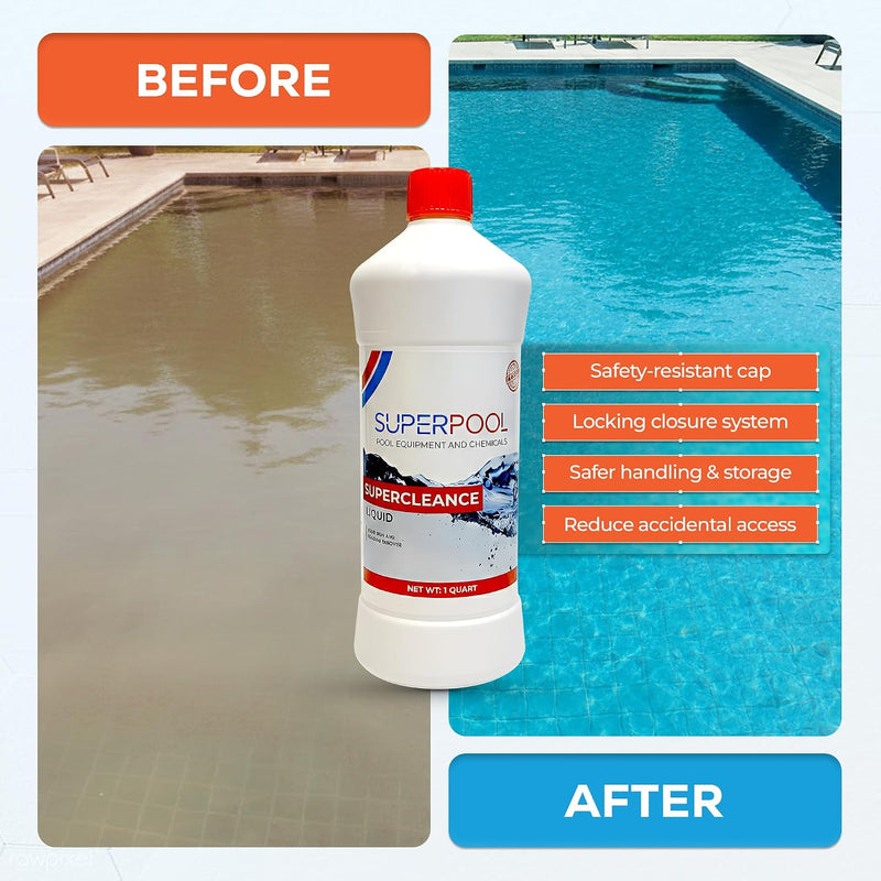 SUPERPOOL™ - Pool Clarifier for Inground & Above Ground Pools, Spas & Hot Tubs, 1 Quart
