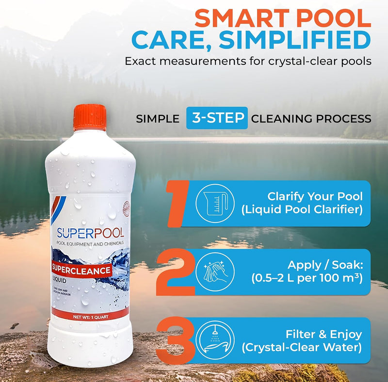 SUPERPOOL™ - Pool Clarifier for Inground & Above Ground Pools, Spas & Hot Tubs, 1 Quart