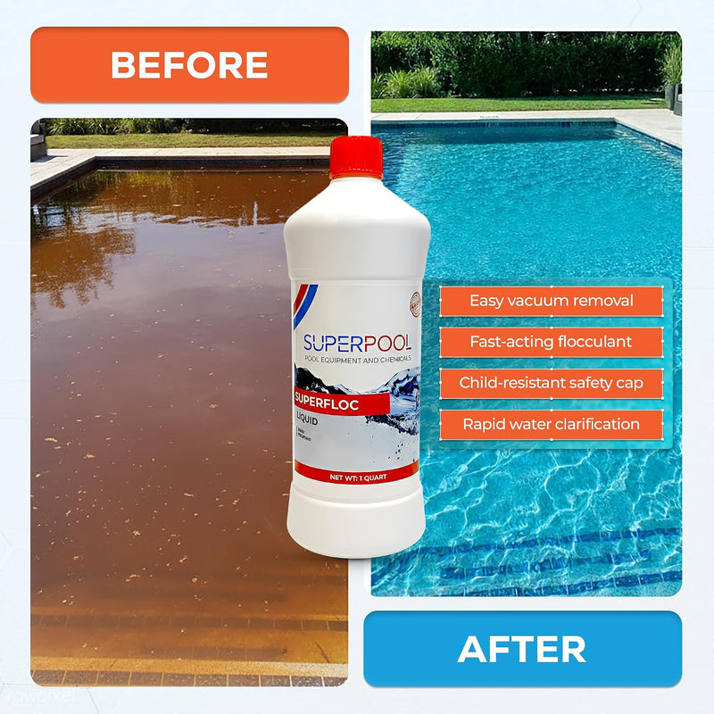 SUPERPOOL™ - Swimming Pool Flocculant – Flock Treatment for Cloudy Pool Water, 1 Quart