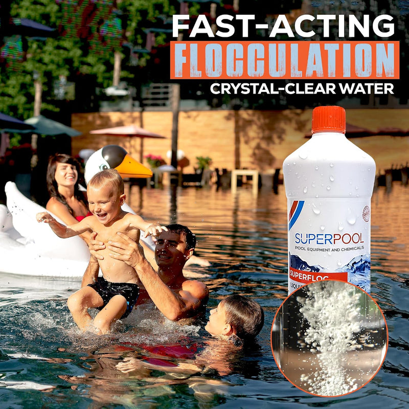 SUPERPOOL™ - Swimming Pool Flocculant – Flock Treatment for Cloudy Pool Water, 1 Quart